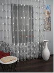 Perdea tulle brodat, alb/gri