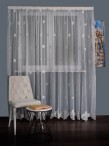 Perdea tulle brodat alb/gri