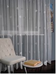 Perdea tulle brodat alb/gri