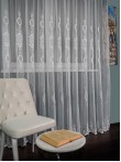 Perdea tulle brodat alb/gri