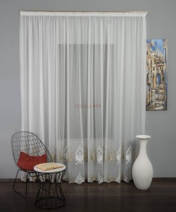 Perdea tulle brodat auriu