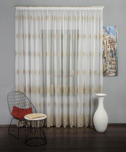 Perdea tulle brodat auriu