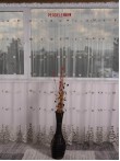 Perdea tulle brodat,crem/maro