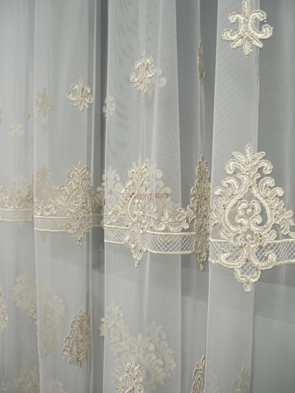 Perdea tulle brodat crem