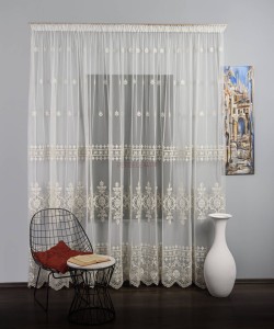 Perdea tulle brodat crem