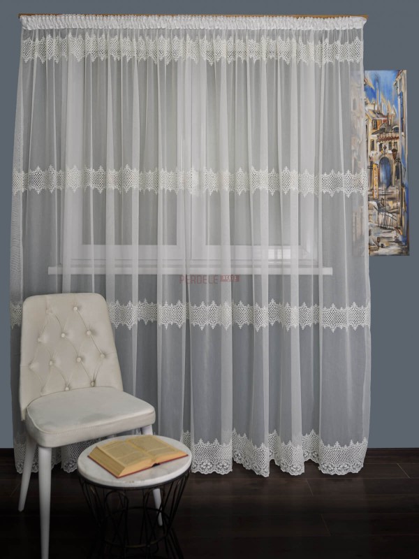 Perdea tulle brodat crem