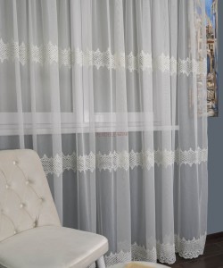 Perdea tulle brodat crem