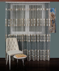 Perdea tulle brodat crem/bej