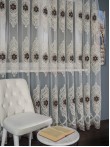 Perdea tulle brodat, crem/maro