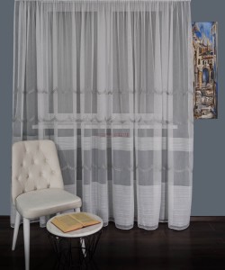 Perdea tulle brodat gri