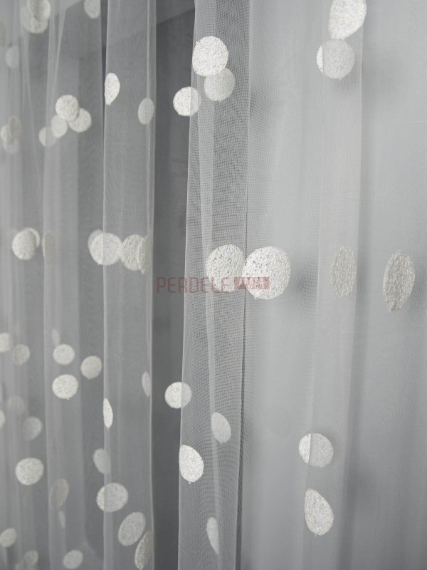 Perdea tulle brodat, ivoire