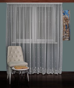 Perdea tulle brodat ivoire