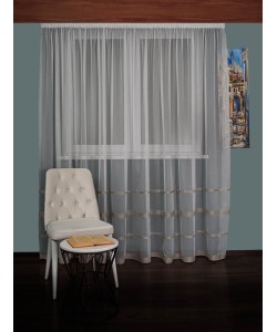 Perdea tulle brodat ivoire/auriu
