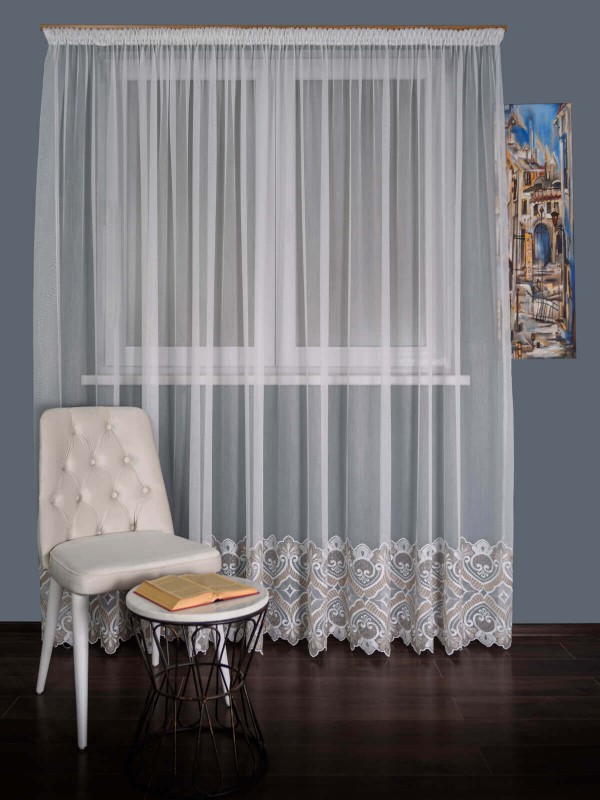 Perdea tulle brodat ivoire/bej