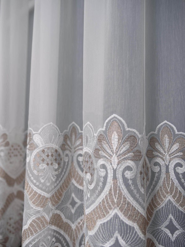 Perdea tulle brodat ivoire/bej