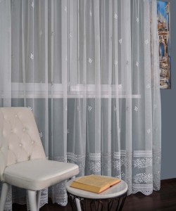 Perdea tulle brodat ivoire/gri