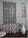 Perdea tulle brodat, ivoire/roz