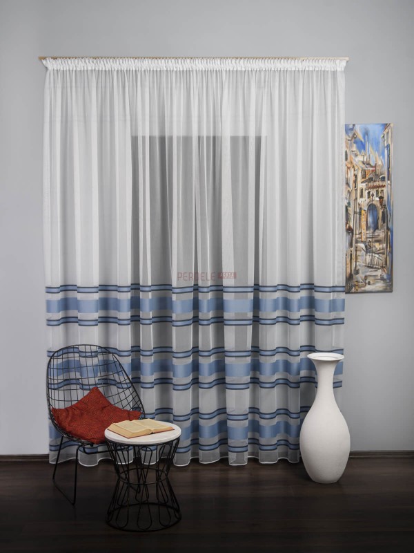 Perdea tulle dungi bleu