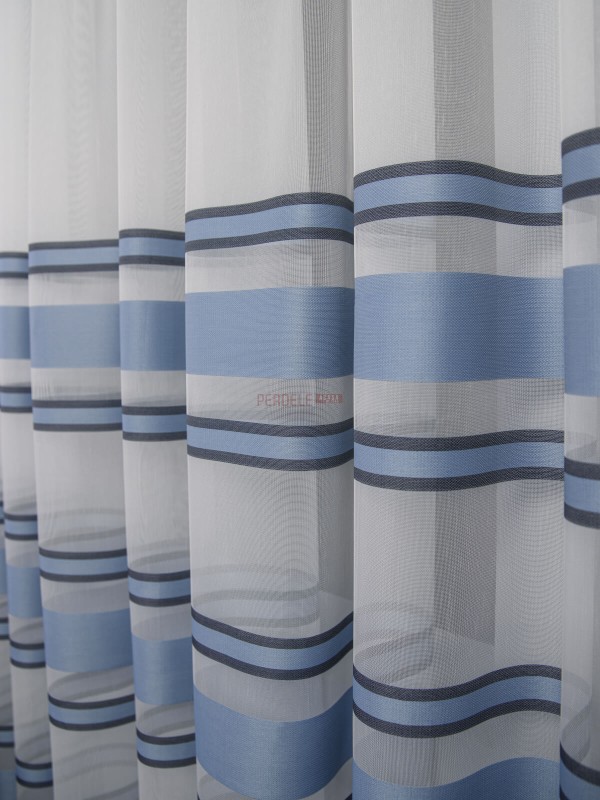 Perdea tulle dungi bleu