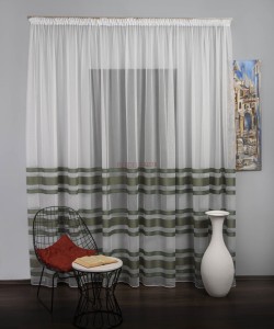 Perdea tulle dungi verde