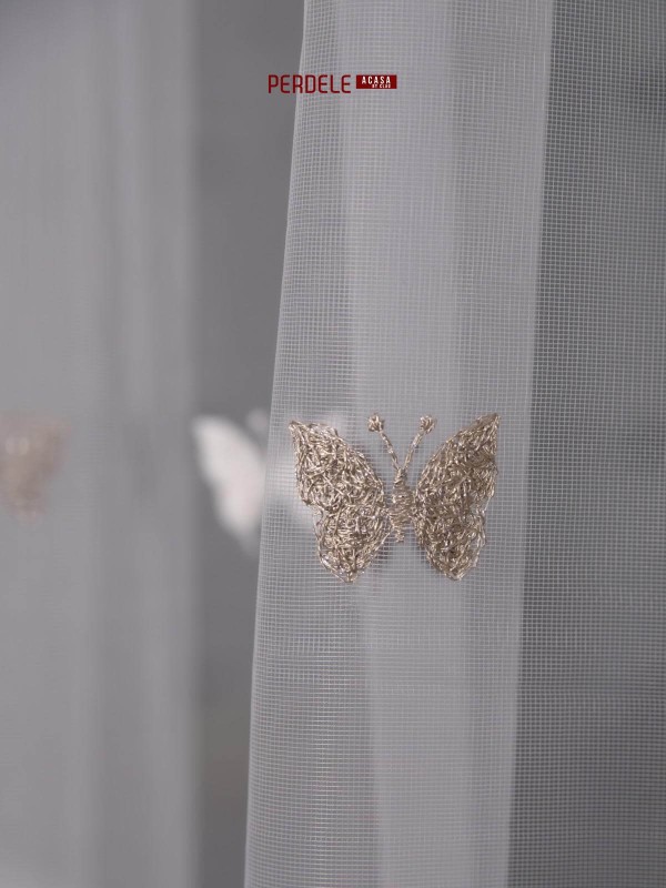 Perdea tulle ivoire,bej,maro