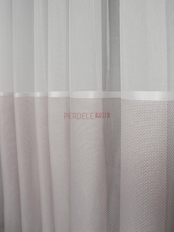Perdea tulle, ivoire/roz