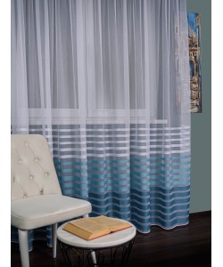 Perdea tulle model dungi,alb/bleu/turqoise