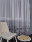 Perdea voal flori gri